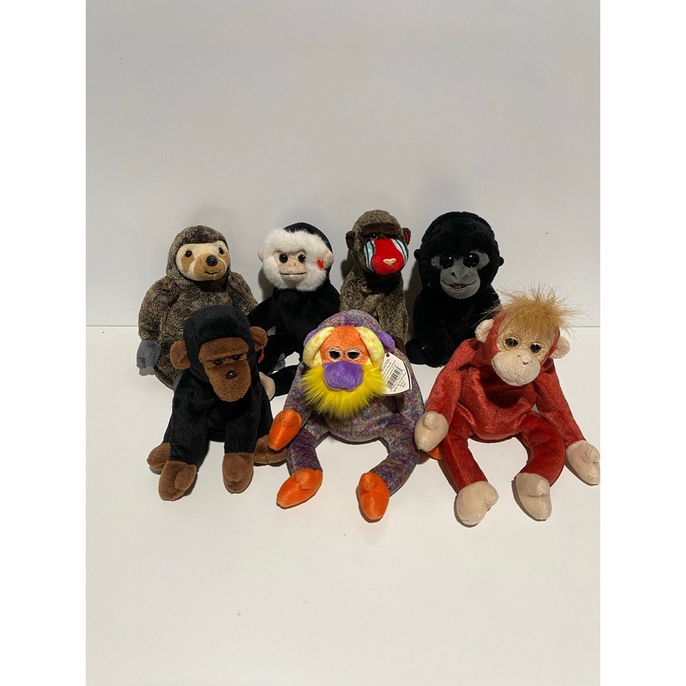Lot of beanie baby monkey‎ ape sloth chimp baboon